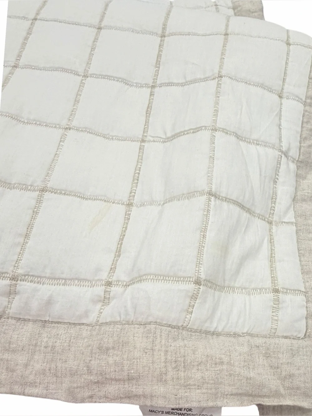 Macy‘s Hotel Collection Waffle Weave Queen Quilted quilt Linen Cotton White